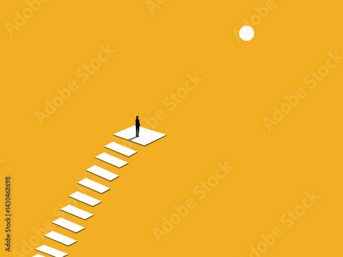 Confident, Achieve, Success, Businessman on the ladder