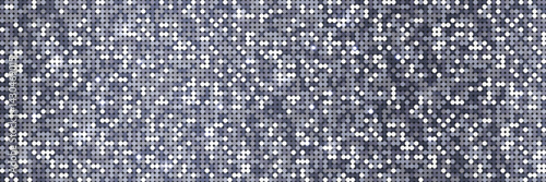 Silver mosaic pattern, disco ball texture, circle shimmer effect. Abstract night club background, metallic wallpaper with light effect, banner bg mockup, vector illustration.