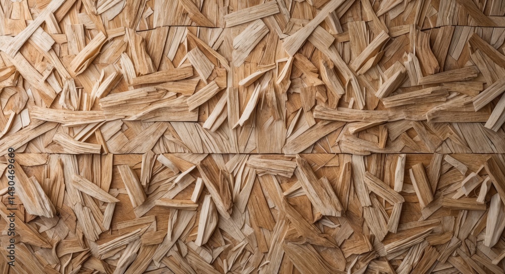 Wood shavings compressed wall design. Flat lay.