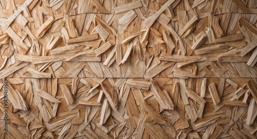 Obraz na płótnie Wood shavings compressed wall design. Flat lay. w salonie