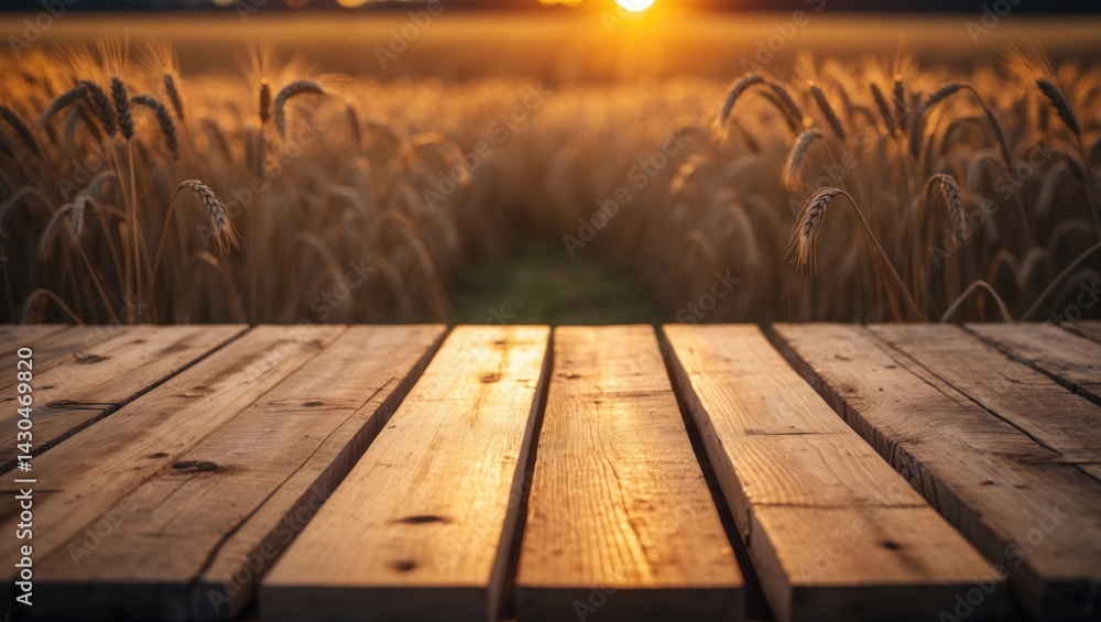 High-Quality Photo of Wooden Plank Table for Displaying Products with Blurred Backdrop