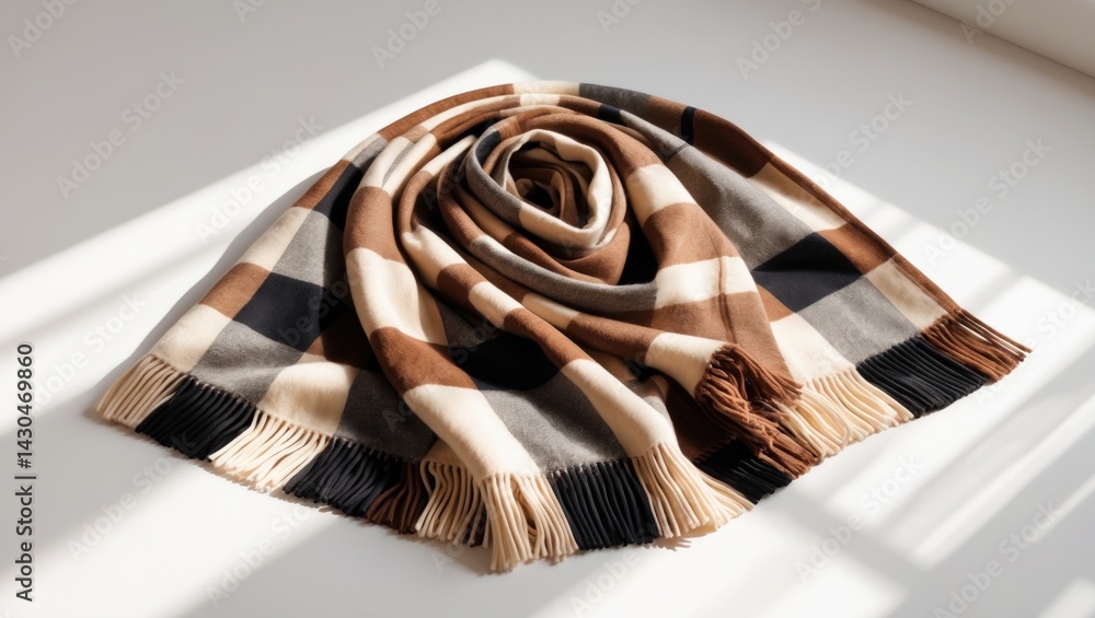 Wool scarf placed on a white background.
