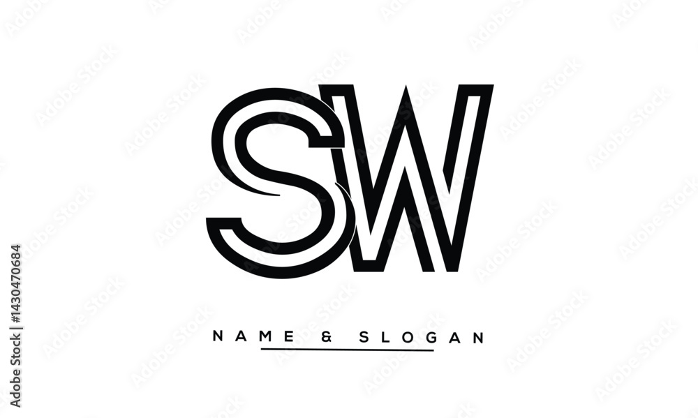 SW, WS Abstract Letters Logo Monogram