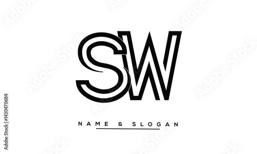 Obraz na płótnie SW, WS Abstract Letters Logo Monogram w salonie