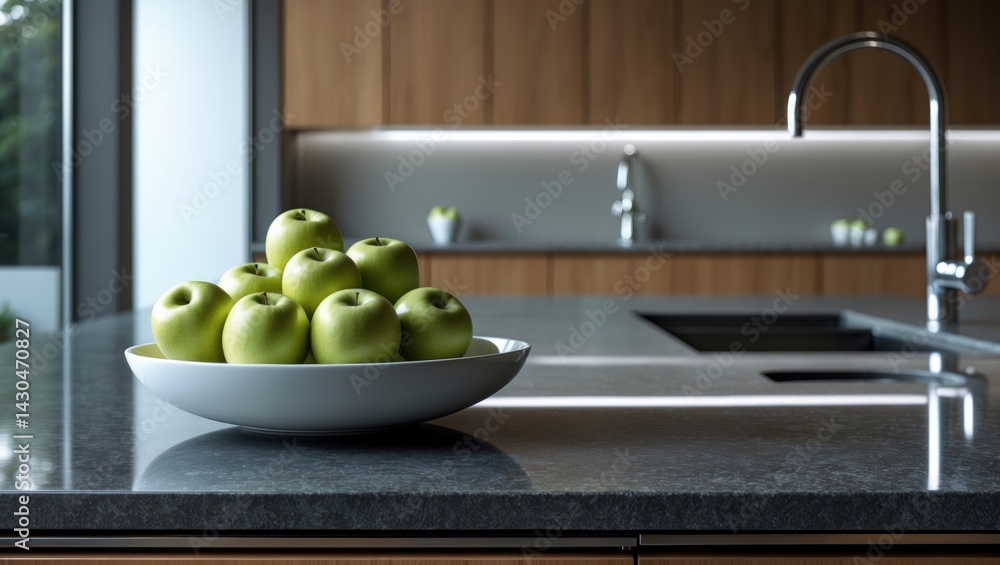 Top of an elegantly designed cheerful kitchen environment