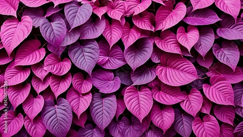 Wallpaper Mural Seamless botanical pattern featuring vivid magenta and deep purple heart-shaped leaves layered together creating a bold colorful artistic background ideal for luxury fashion design, modern home decor Torontodigital.ca