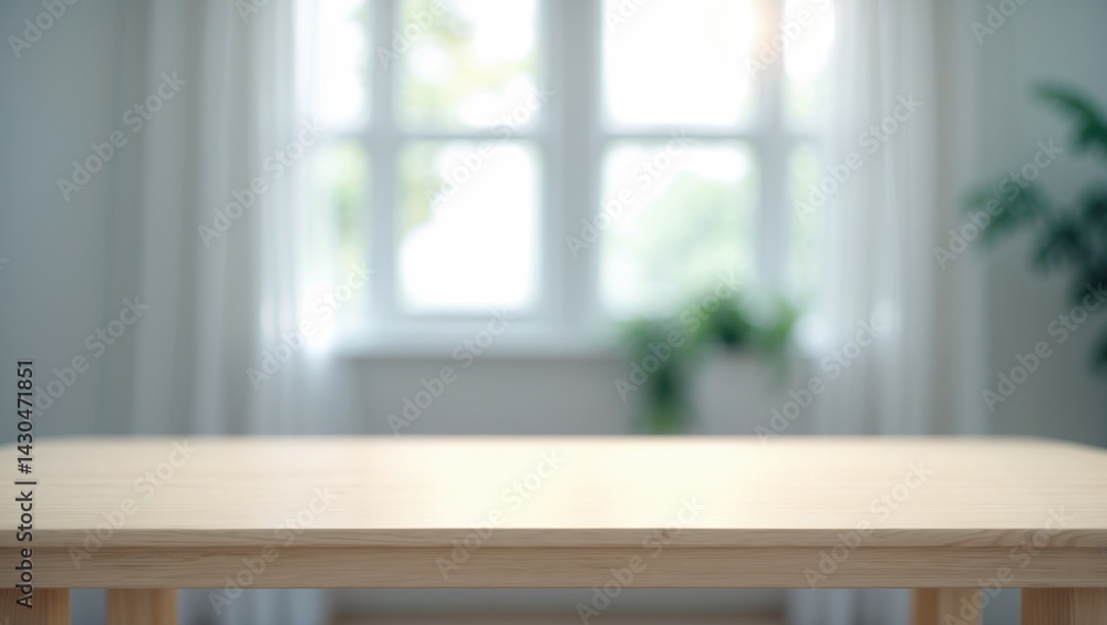 Fototapeta premium Wooden tabletop with blurred backdrop