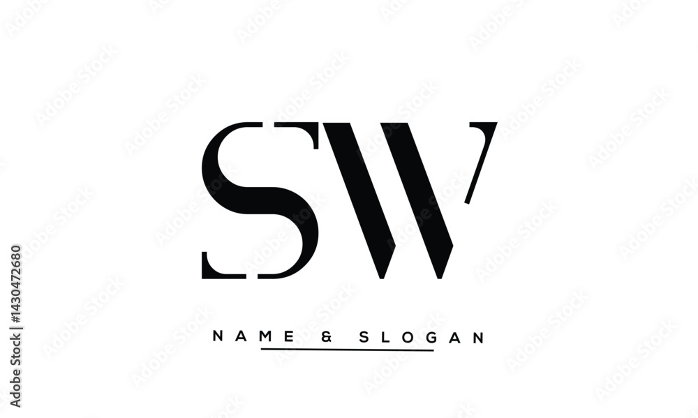 SW, WS Abstract Letters Logo Monogram