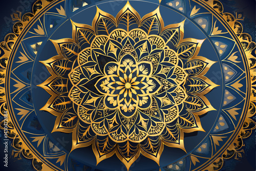 This ornamental round pattern showcases an antique style with seamless geometric art, reminiscent of traditional Arabic tile decoration found in old mosques