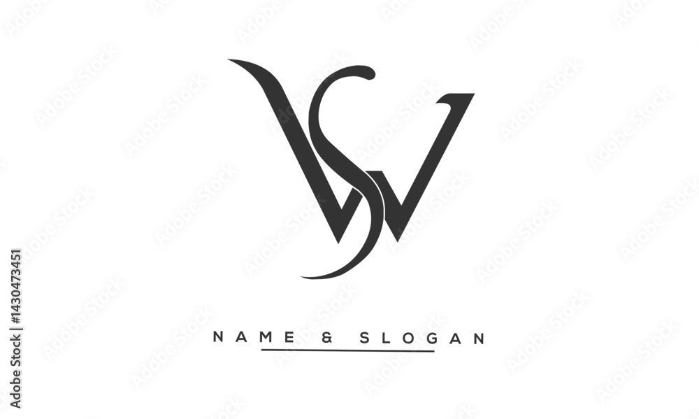 SW, WS Abstract Letters Logo Monogram
