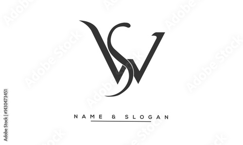 Obraz na płótnie SW, WS Abstract Letters Logo Monogram w salonie