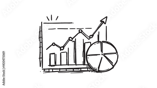 Market Trends line art depiction of current business developments