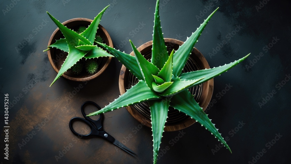 Dark Background Featuring Aloe and Green Plants