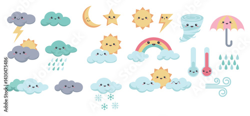 Cute weather, illustration vector cartoon, weather