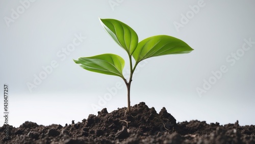 Wallpaper Mural Small sprout growing in soil against a white background Torontodigital.ca