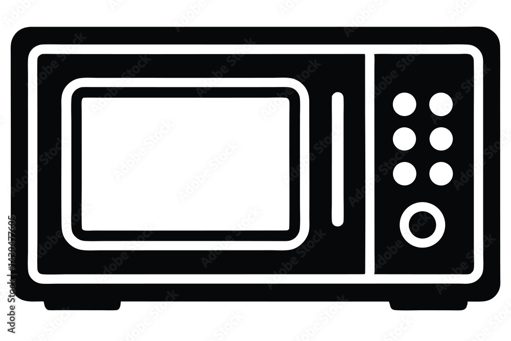 Simple black and white microwave icon. Simple black and white microwave icon.