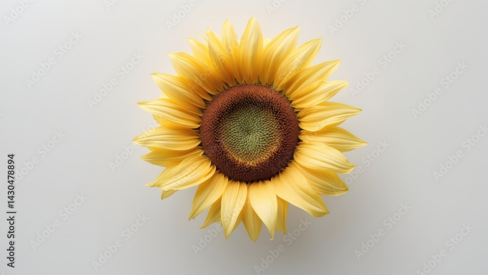 Obraz premium Yellow sunflower bloom set apart on white.