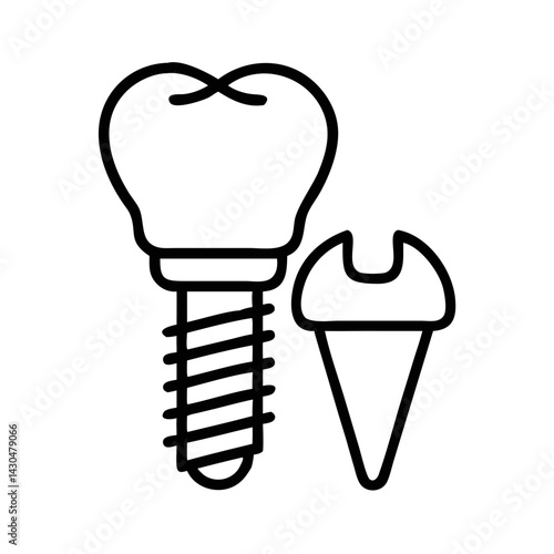 Tooth Implant with Screw and Tool for Dental Procedure  