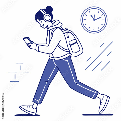 Person listening to podcast or audiobook vector illustration for digital media websites, entertainment apps, audio content marketing, learning platforms, and mobile technology blogs