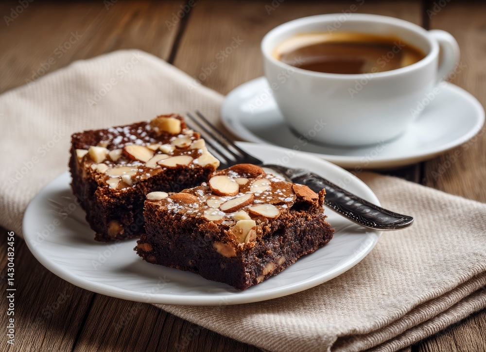 Brownie with Almonds and Coffee Brownie with Almonds and Coffee