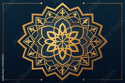 This ornamental round pattern showcases an antique style with seamless geometric art, reminiscent of traditional Arabic tile decoration found in old mosques