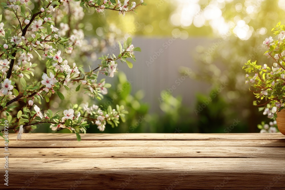 Spring blossoms on a wooden table Spring blossoms on a wooden table