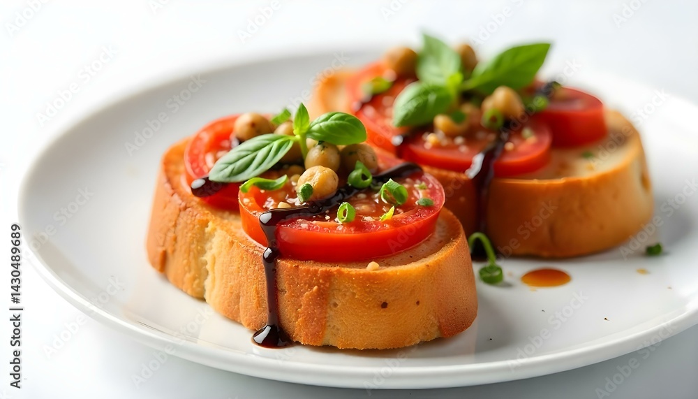 Traditional italian Bruschetta on white background Traditional italian Bruschetta on white background