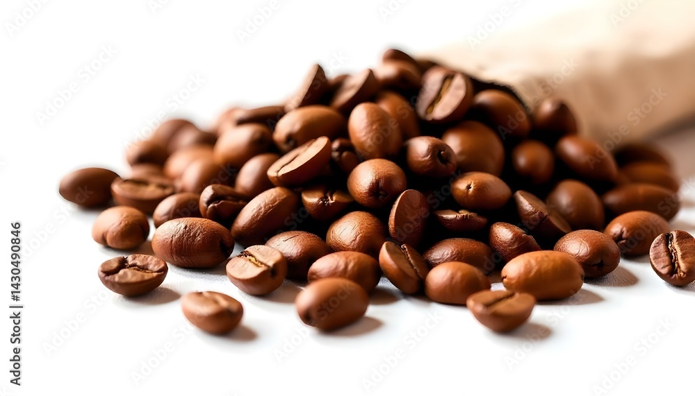 Naklejka premium Set of fresh roasted coffee beans isolated on white background.