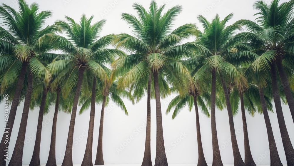Fototapeta premium Isolated sugar palm tree on white background with lush foliage