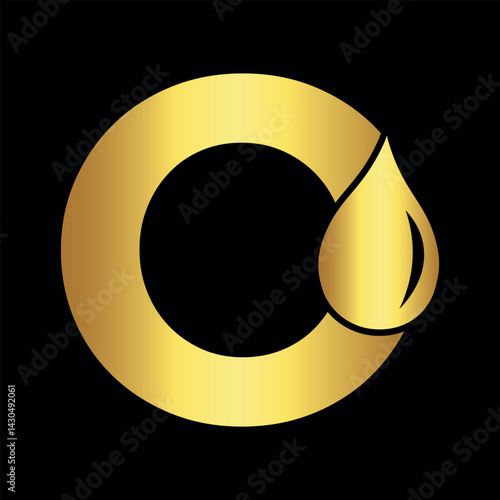 Water Logo combine with letter O vector template