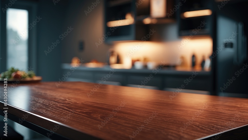 Wooden desk area with a hazy background for product display montage. Wooden desk area with a hazy background for product display montage.