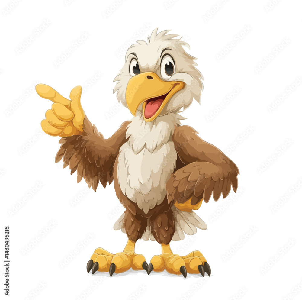 Cartoon Bald Eagle Mascot Smiling and Pointing – Friendly Character Illustration- Adobe Illustrator Artwork Cartoon Bald Eagle Mascot Smiling and Pointing – Friendly Character Illustration- Adobe Illustrator Artwork
