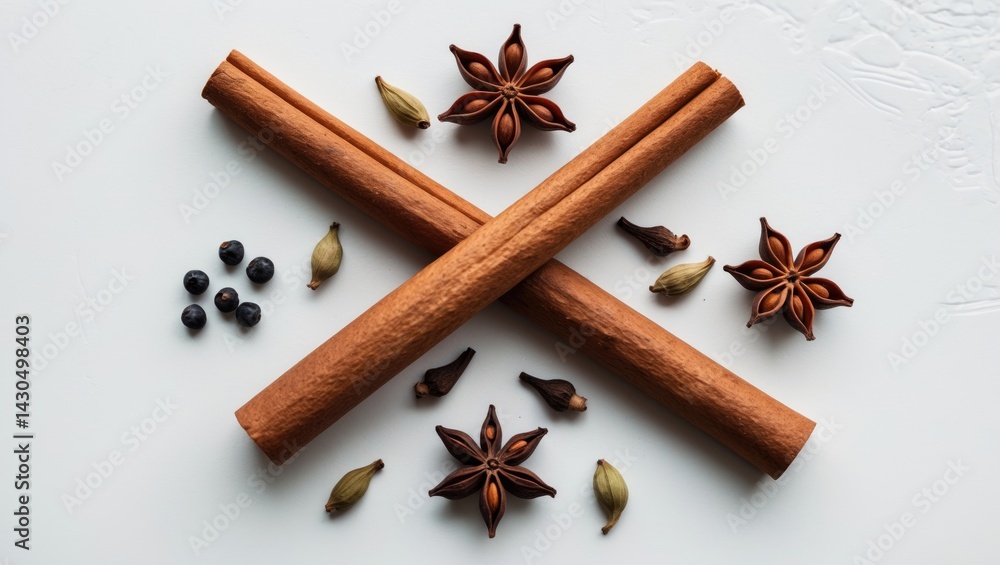Spice isolate: a collection of warming spices for mulled wine on a white background Spice isolate: a collection of warming spices for mulled wine on a white background