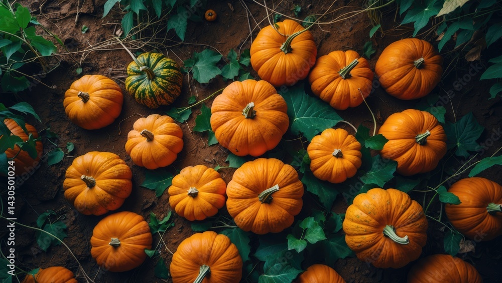 Autumn Harvest: Pumpkin Patch in the Field Autumn Harvest: Pumpkin Patch in the Field