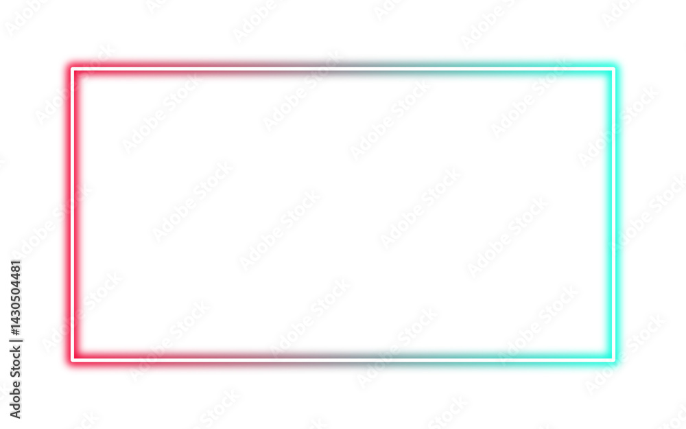Minimalistic neon rectangle frame with a vibrant red to cyan gradient glow Minimalistic neon rectangle frame with a vibrant red to cyan gradient glow
