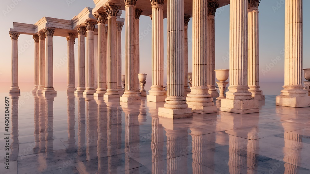 Fototapeta premium Ancient columns reflecting on water