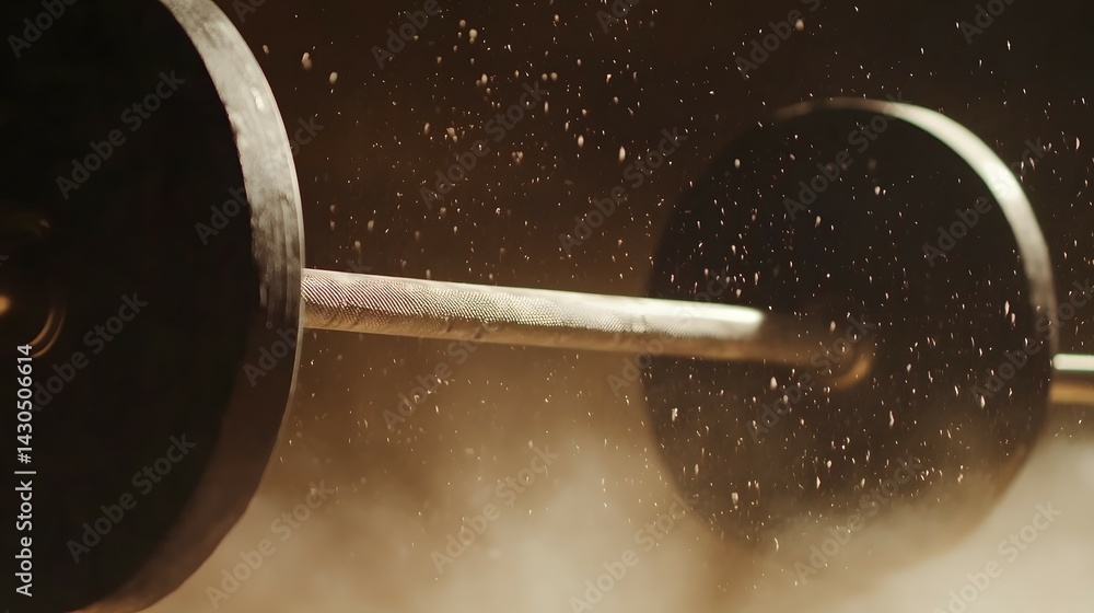 Naklejka premium Close-up view of heavy weightlifting equipment in motion.