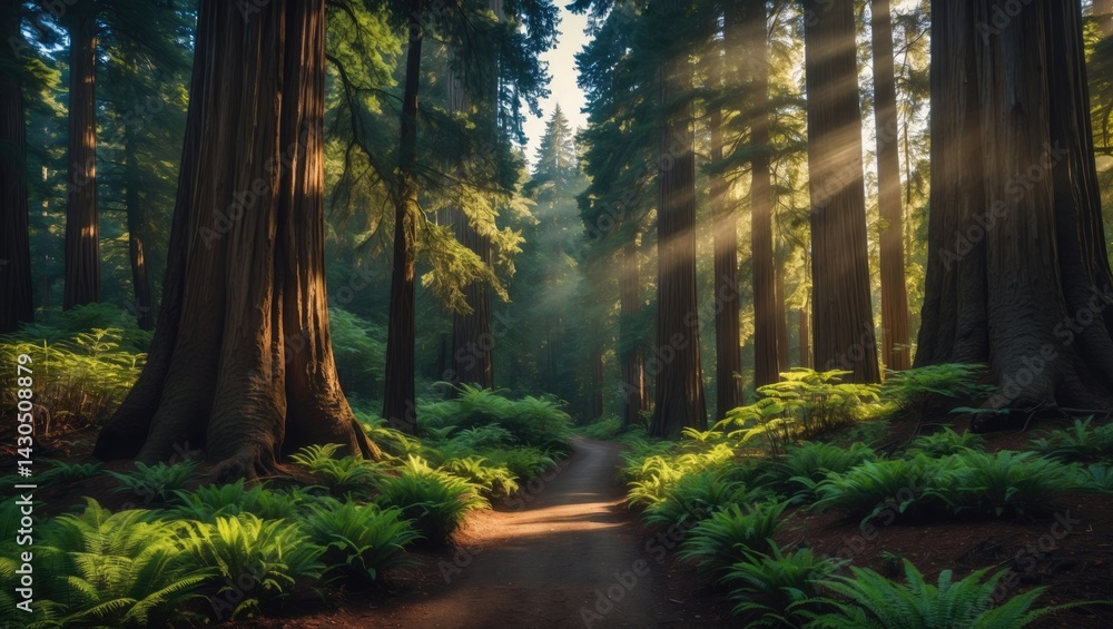 Obraz premium Redwood Path: Exploring the Forests of California's Redwoods