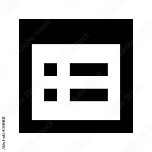 Abstract monochrome design featuring a white square with horizontal bars and a black square border design