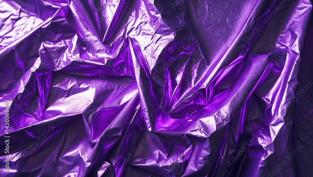 Purple foil with metallic texture and wrapping paper pattern on a dark blue background