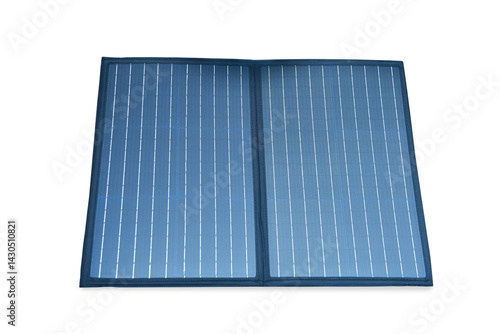 Portable foldable solar panel with two blue rectangular sections