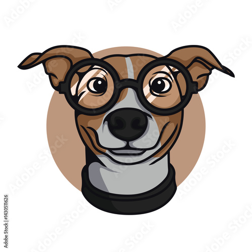 Spectacle Dog Wearing With Glasses Vector Illustration