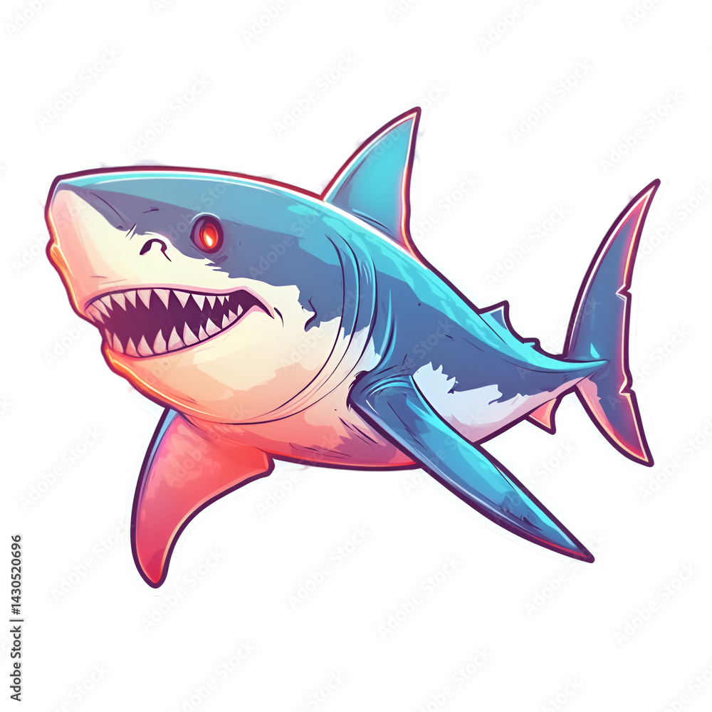 Thrilling shark encounter in ocean depths digital art illustration vivid colors fantasy concept Thrilling shark encounter in ocean depths digital art illustration vivid colors fantasy concept