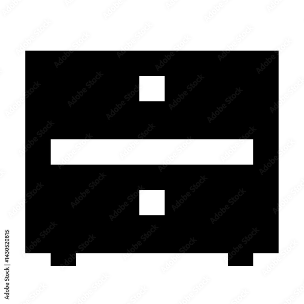 Illustration of a black division symbol with a horizontal line and two small squares centered, isolated Illustration of a black division symbol with a horizontal line and two small squares centered, isolated