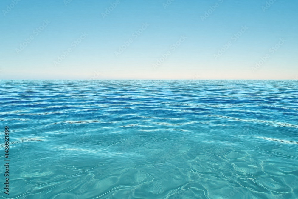Fototapeta premium Clear blue ocean water under a bright sky viewed during a calm afternoon