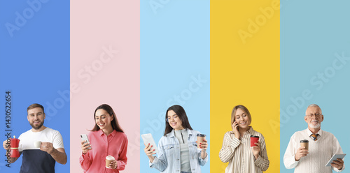 Set of people drinking coff...