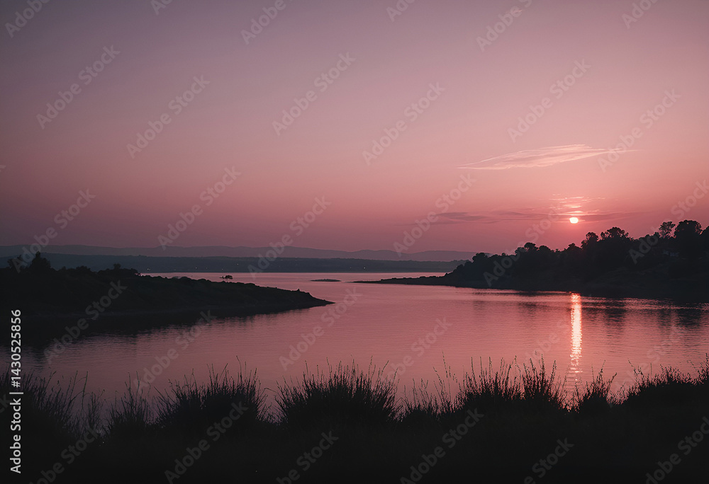 Fototapeta premium sunset on the river