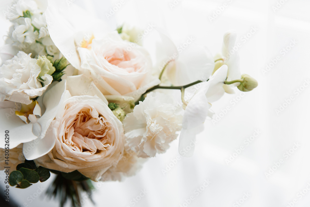 Close up Of Wedding Bouquet Roses