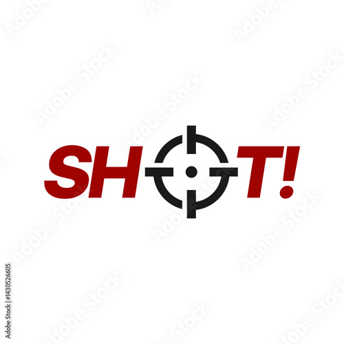 Crosshairs letter shot aiming lettering logo design vector template illustration