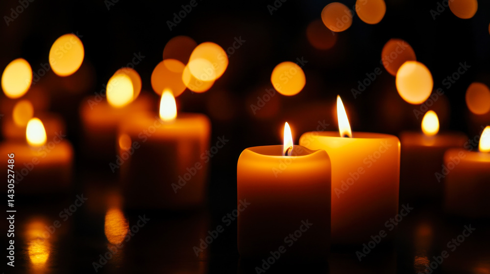 Cylindrical, square, and twisted candles cast a magical glow in dark settings Cylindrical, square, and twisted candles cast a magical glow in dark settings